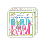 Mahjong "Cheers Bird Bam" Bamboo Border Coaster Set - The Pink Pineapple 850