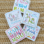 Mahjong Cocktails Mahj on and on and on Square Coaster - The Pink Pineapple 850