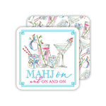 Mahjong Cocktails Mahj on and on and on Square Coaster - The Pink Pineapple 850