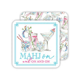 Mahjong Cocktails Mahj on and on and on Square Coaster - The Pink Pineapple 850