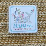 Mahjong Cocktails Mahj on and on and on Square Coaster - The Pink Pineapple 850