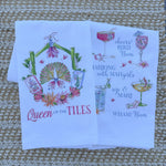 Mahjong Cocktails Saying Cheers Bird Bam Kitchen Towel - The Pink Pineapple 850