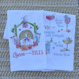 Mahjong Cocktails Saying Cheers Bird Bam Kitchen Towel - The Pink Pineapple 850