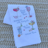 Mahjong Cocktails Saying Cheers Bird Bam Kitchen Towel - The Pink Pineapple 850