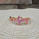 Mahjong Cursive Enamel Hinge Bangle in Light Pink - The Pink Pineapple 850
