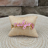 Mahjong Cursive Enamel Hinge Bangle in Light Pink - The Pink Pineapple 850