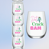 Mahjong “Dot Crack Bam” Bird Stemless Wine Glasses - Set of 4 - The Pink Pineapple 850