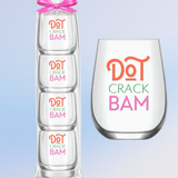 Mahjong “Dot Crack Bam” Stemless Wine Glasses - Set of 4 - The Pink Pineapple 850