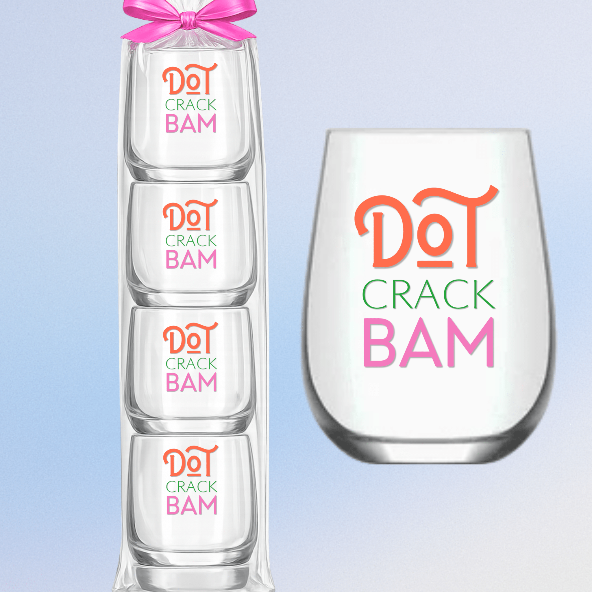 Mahjong “Dot Crack Bam” Stemless Wine Glasses - Set of 4 - The Pink Pineapple 850