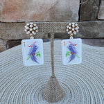 Mahjong Earrings – Bam Bird Tile Drops - The Pink Pineapple 850