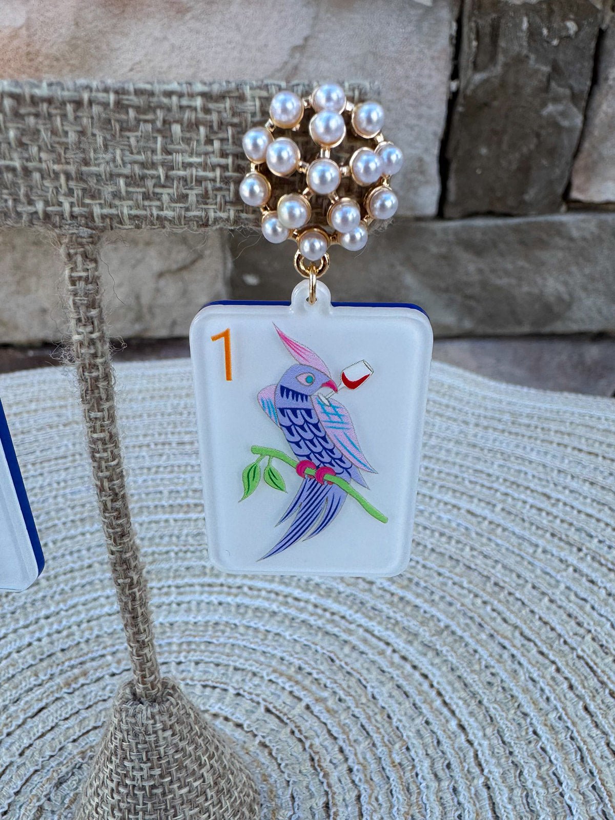 Mahjong Earrings – Bam Bird Tile Drops - The Pink Pineapple 850