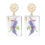 Mahjong Earrings – Bam Bird Tile Drops - The Pink Pineapple 850
