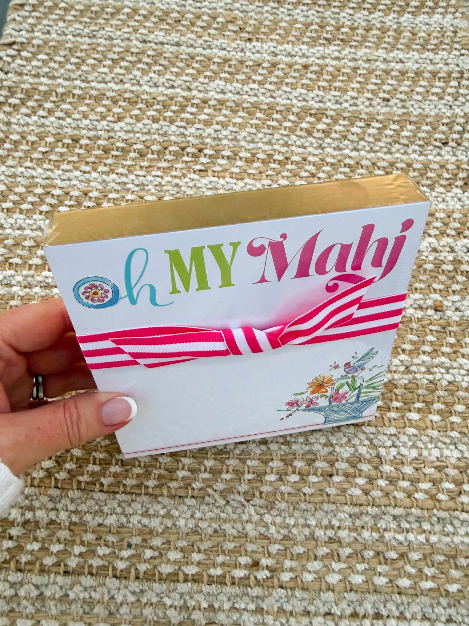 Mahjong Floral Basket Oh My Mahj Luxe Notepad - The Pink Pineapple 850