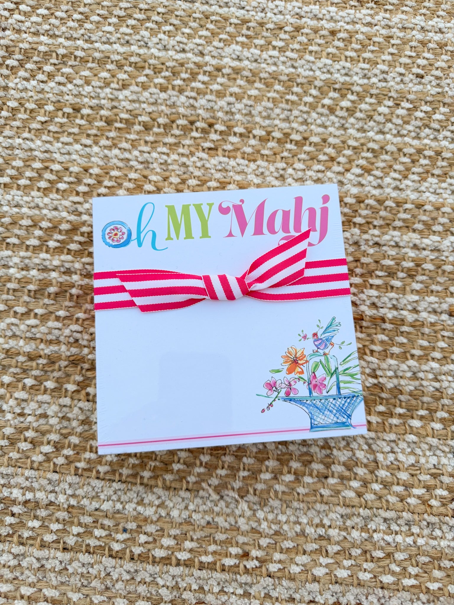 Mahjong Floral Basket Oh My Mahj Luxe Notepad - The Pink Pineapple 850