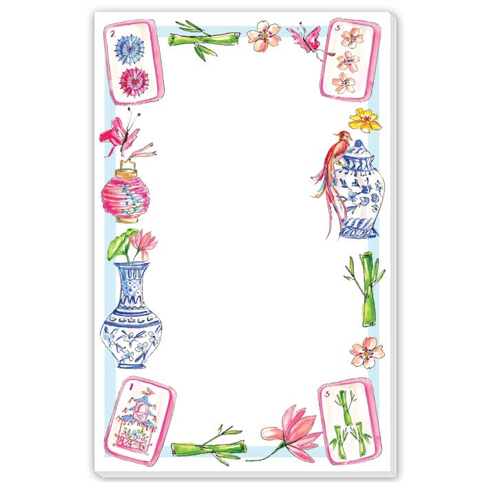 Mahjong Garden Icon Border Notepad - The Pink Pineapple 850