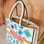 Mahjong Hand Beaded Tote Bag - The Pink Pineapple 850