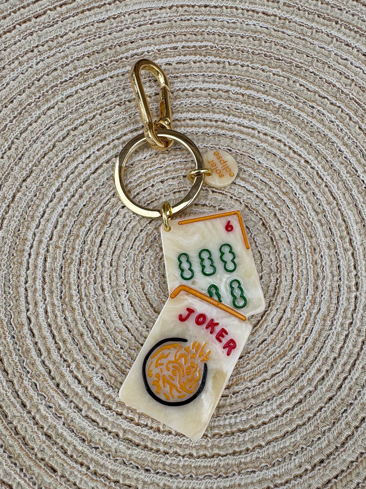 Mahjong Hand-Painted Bag Charm + Keychain - The Pink Pineapple 850
