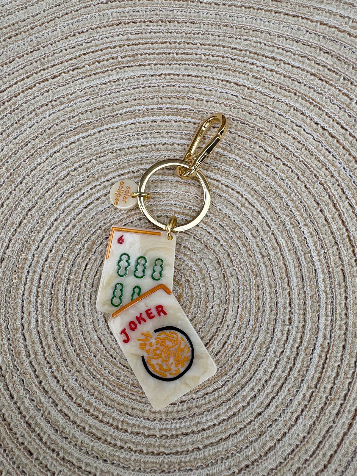 Mahjong Hand-Painted Bag Charm + Keychain - The Pink Pineapple 850