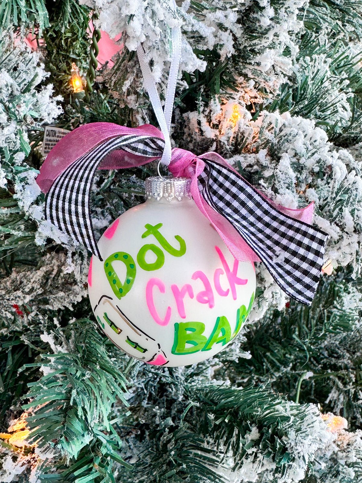 Mahjong Hand Painted Glass Ornament - The Pink Pineapple 850