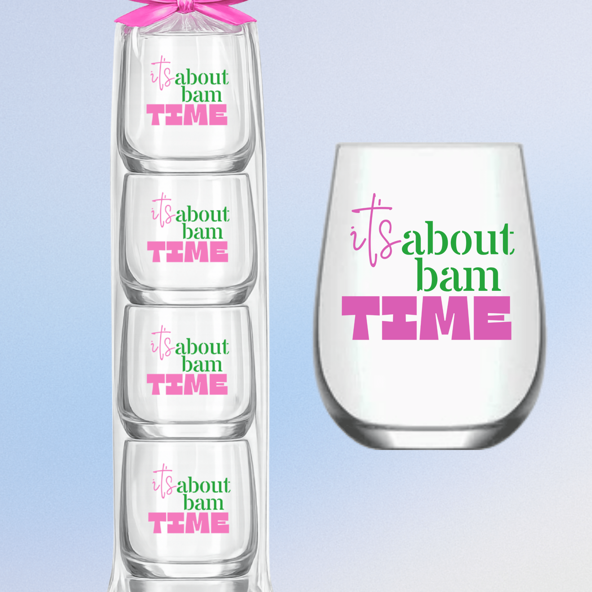 Mahjong “It’s About Bam Time” Stemless Wine Glasses - Set of 4 - The Pink Pineapple 850