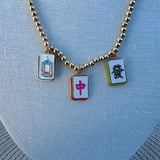 Mahjong Lucky Charms Ball Bead Necklace in Shiny Gold - The Pink Pineapple 850