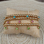 Mahjong Lucky Charms Gold Ball Bead Bracelet Set of 3 - The Pink Pineapple 850