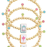 Mahjong Lucky Charms Gold Ball Bead Bracelet Set of 3 - The Pink Pineapple 850