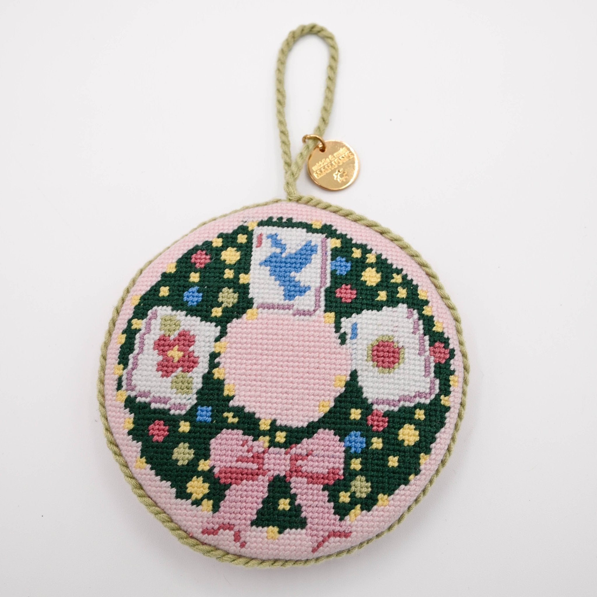 Mahjong Memento Needlepoint Ornament - The Pink Pineapple 850