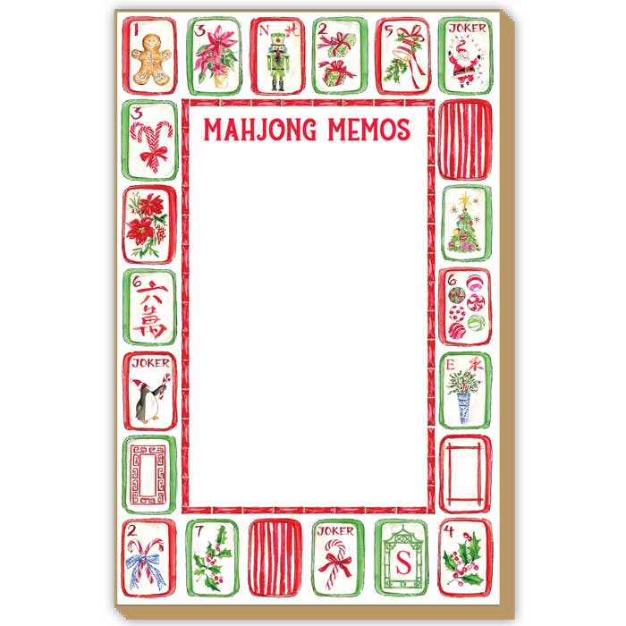 Mahjong Memos Christmas Mahjong Tiles Luxe Large Notepad - The Pink Pineapple 850
