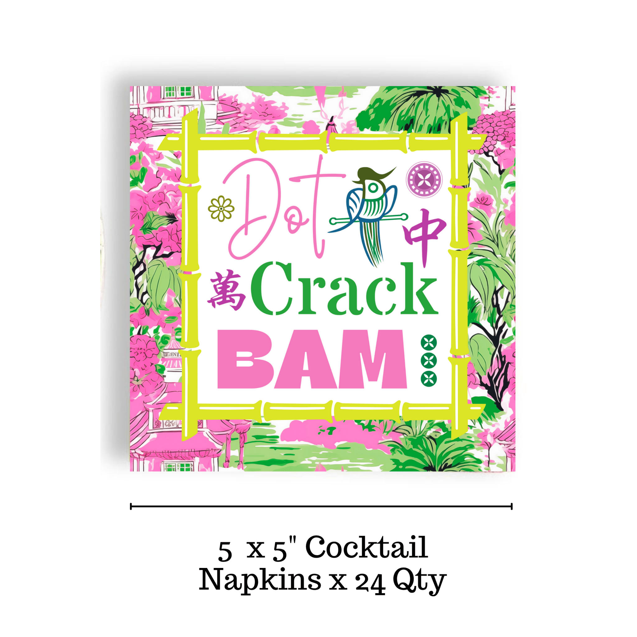 Mahjong Menu Cocktail Napkins - The Pink Pineapple 850