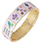 Mahjong Mosaic Enamel Bangle - The Pink Pineapple 850
