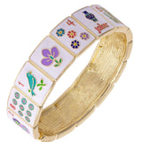 Mahjong Mosaic Enamel Bangle - The Pink Pineapple 850