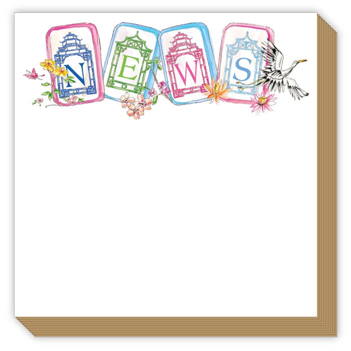 Mahjong “NEWS” Tile Luxe Notepad - The Pink Pineapple 850