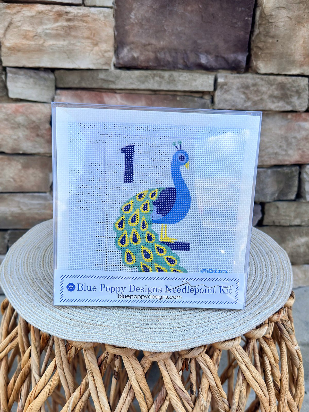 Mahjong One Bird Bamboo Peacock Needlepoint Kit - The Pink Pineapple 850
