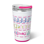 Colorful mahjong tile print insulated 24oz stainless steel party cup with slider lid.