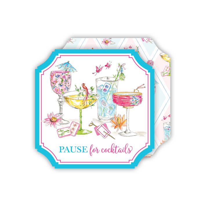 Mahjong “Pause for Cocktails” Paper Coaster Set - The Pink Pineapple 850