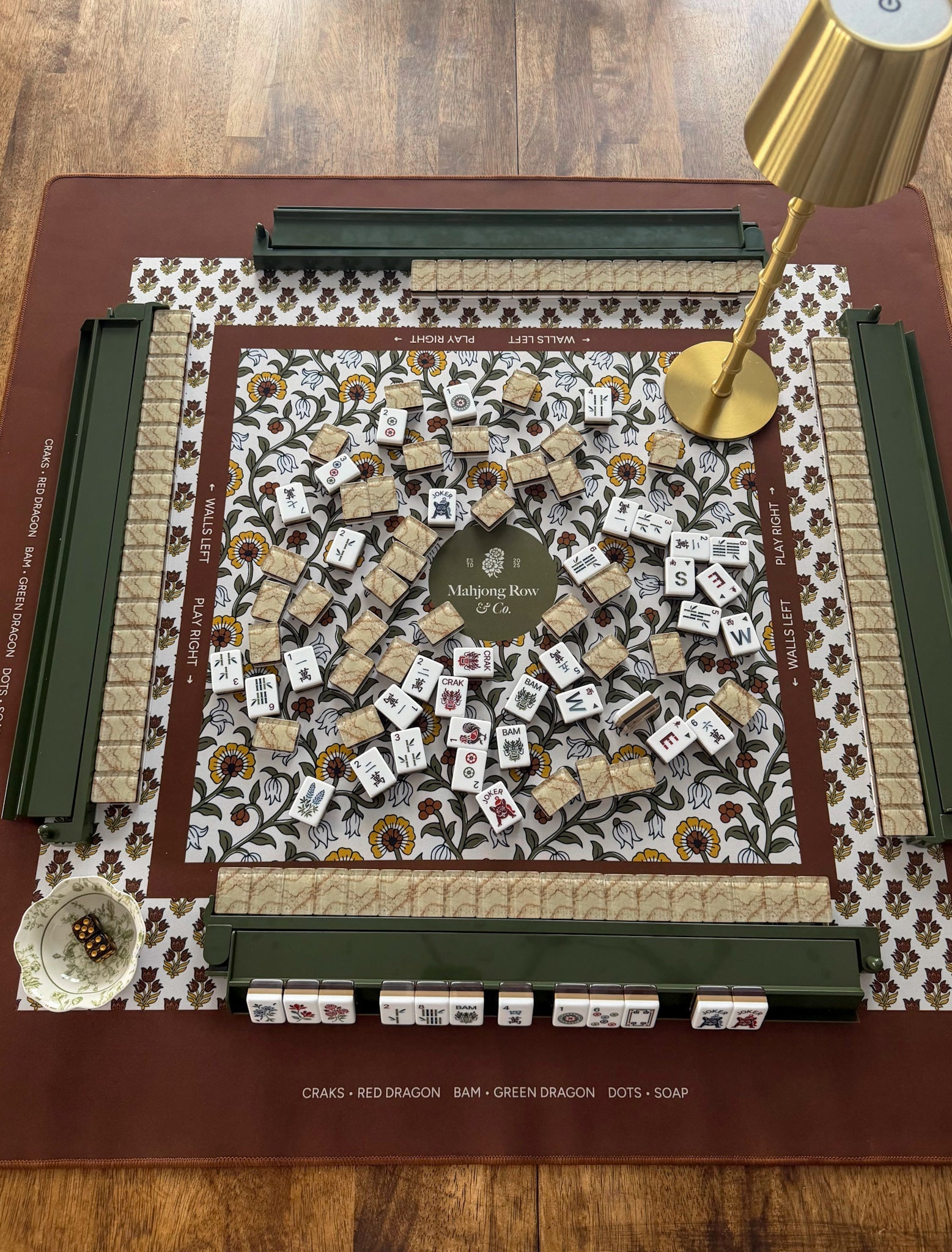 [Mahjong Row & Co] Ash Burl Mahjong Tile Set - The Pink Pineapple 850