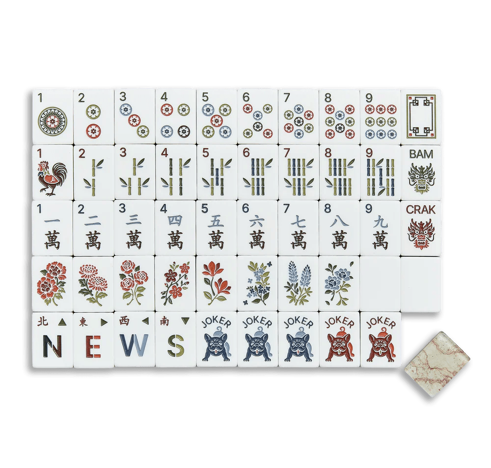 [Mahjong Row & Co] Ash Burl Mahjong Tile Set - The Pink Pineapple 850