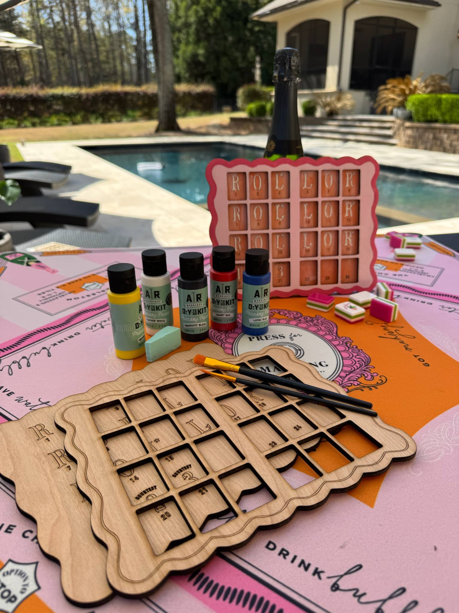Mahjong Solo Practice Board DIY Kit - The Pink Pineapple 850