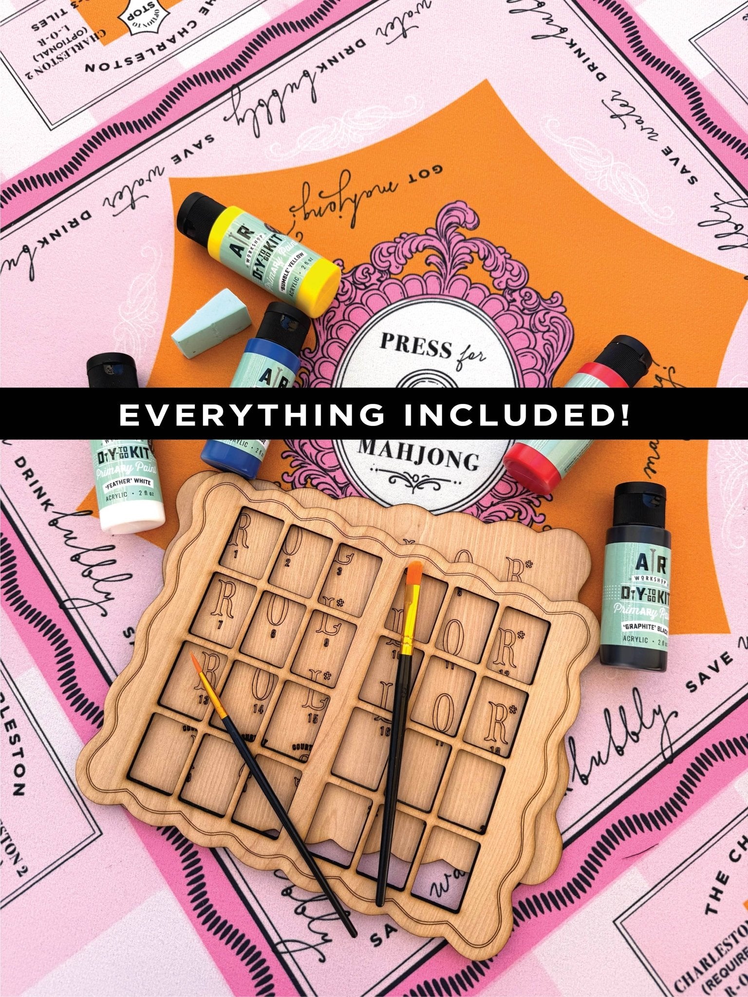 Mahjong Solo Practice Board DIY Kit - The Pink Pineapple 850