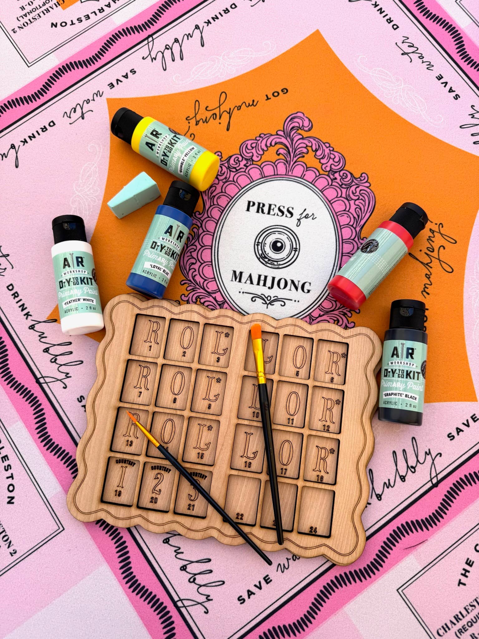 Mahjong Solo Practice Board DIY Kit - The Pink Pineapple 850