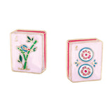 Mahjong Tile Stud Earrings in Light Pink - The Pink Pineapple 850