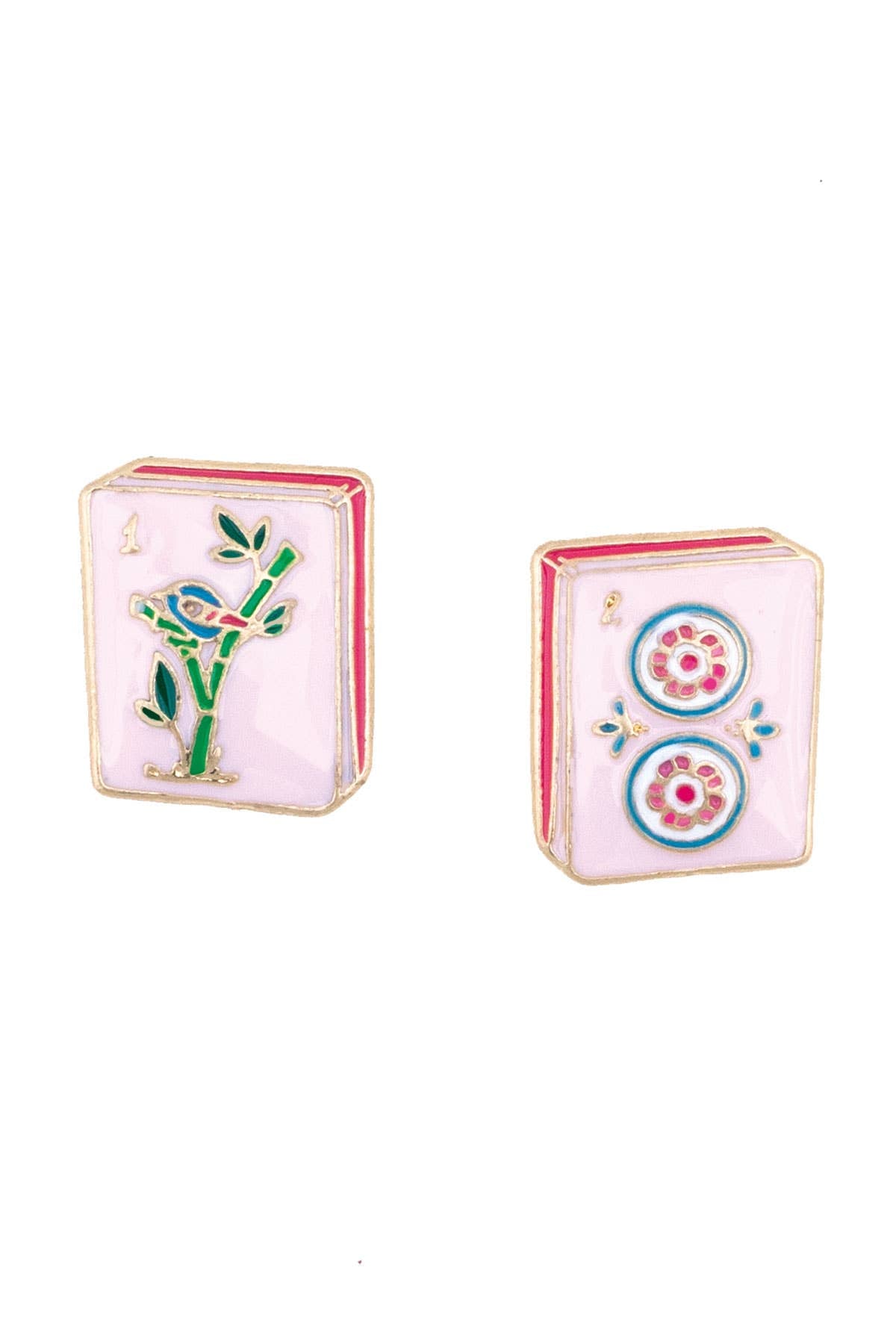 Mahjong Tile Stud Earrings in Light Pink - The Pink Pineapple 850