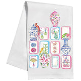 Mahjong Tiles & Chinoiserie Pots Kitchen Towel - The Pink Pineapple 850