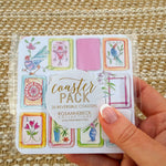 Mahjong Tiles with Birds Cheers Bird Bam Square Coaster - The Pink Pineapple 850