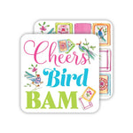 Mahjong Tiles with Birds Cheers Bird Bam Square Coaster - The Pink Pineapple 850