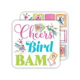 Mahjong Tiles with Birds Cheers Bird Bam Square Coaster - The Pink Pineapple 850