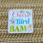 Mahjong Tiles with Birds Cheers Bird Bam Square Coaster - The Pink Pineapple 850