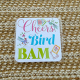 Mahjong Tiles with Birds Cheers Bird Bam Square Coaster - The Pink Pineapple 850