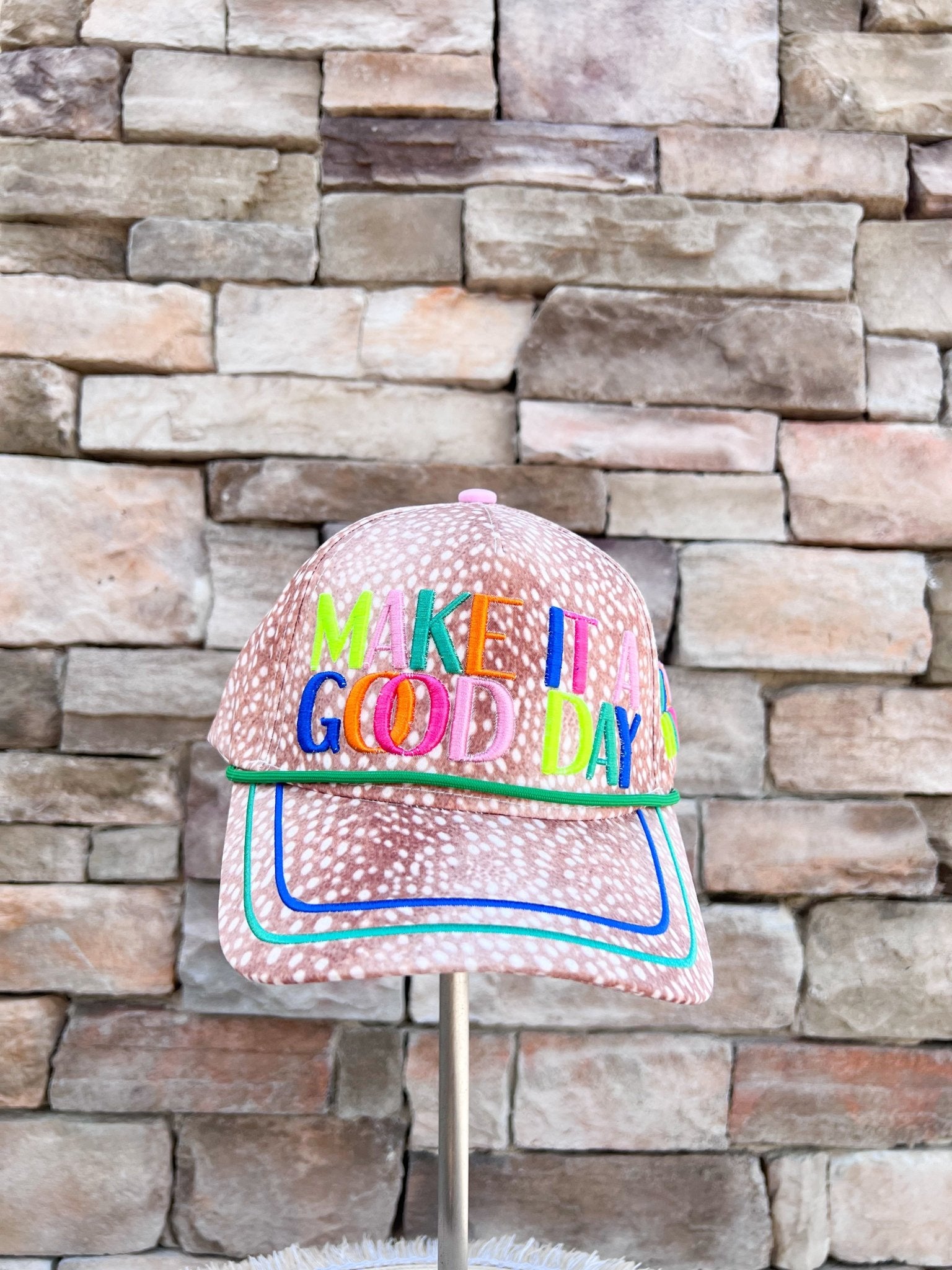Make It A Good Day Fawn Snapback Hat - The Pink Pineapple 850